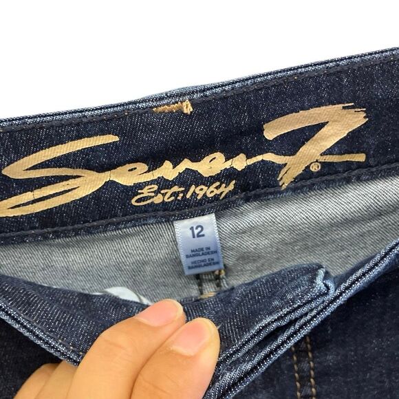 Seven7 high rise vintage straight dark wash non ripped jeans size 12 #740 - Picture 4 of 8
